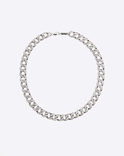 Silver colour diamante chain necklace