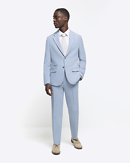 Grey suit blue on sale jacket