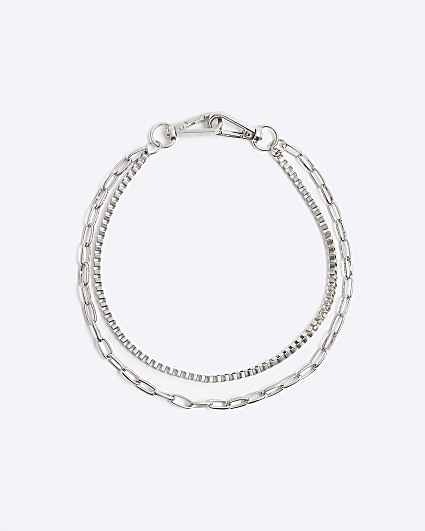 Silver colour multirow wallet chain