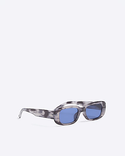 Grey abstract tortoise rectangular sunglasses