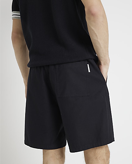 Black regular fit pull on casual shorts