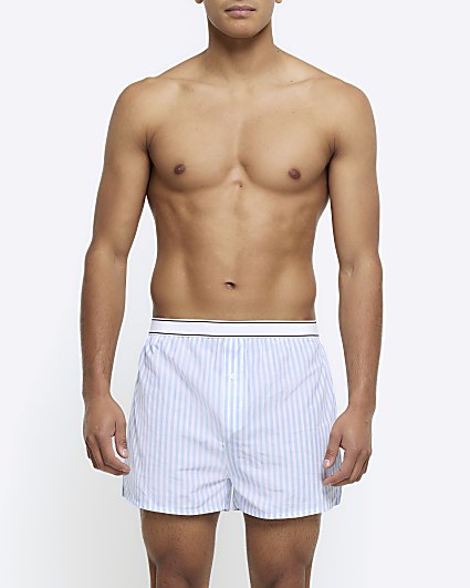 3PK blue check boxer shorts