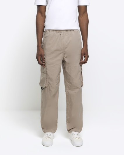 Stone regular fit elasticated cargo trousers