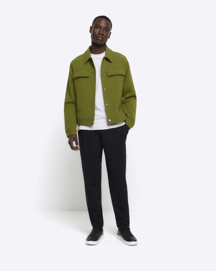 Green regular fit smart western jacket