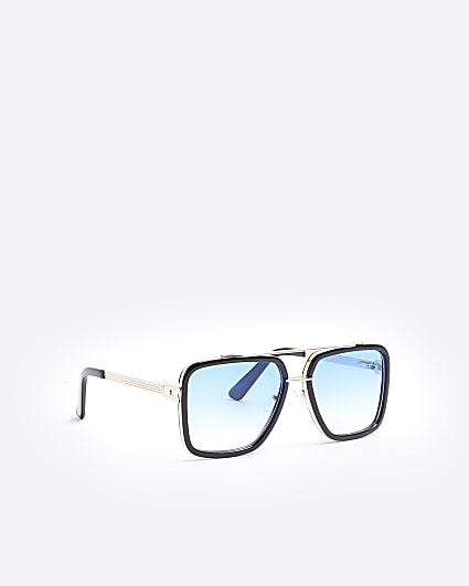 Blue brow bar navigator square sunglasses