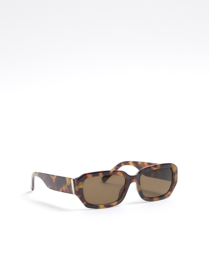 Brown rectangle tortoise shell sunglasses