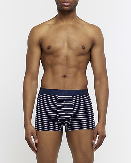 4PK Navy stripe Cotton Stretch trunks