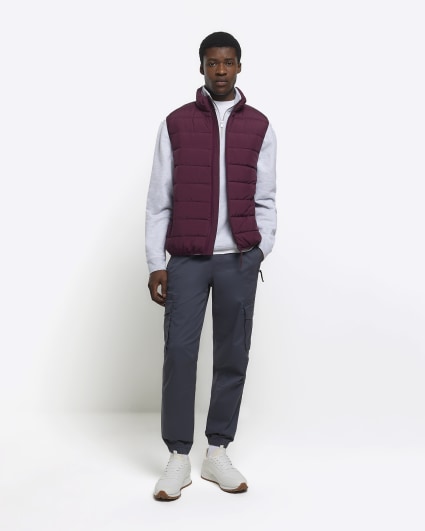 Red regular fit padded gilet