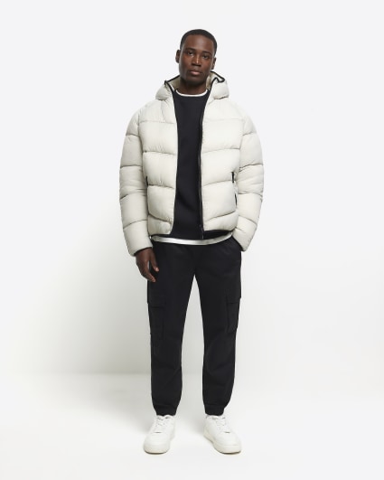 Stone regular fit hooded puffer jacket