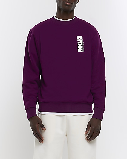 Purple regular fit graphic sweatshirt