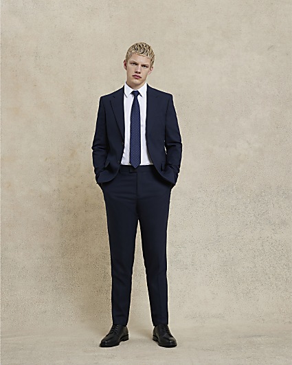 Navy slim fit suit jacket