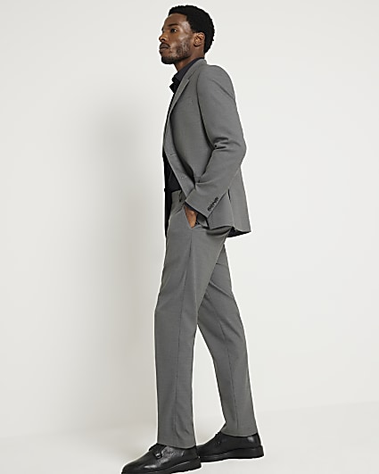 Grey slim fit suit trousers