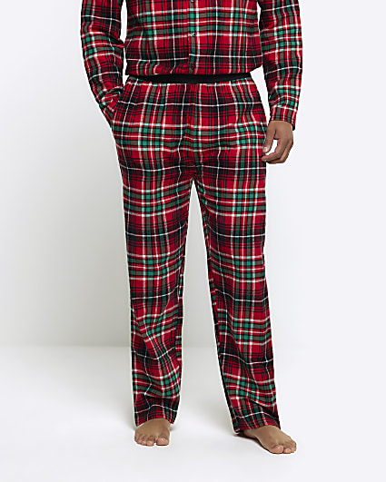 Red regular fit check pyjama trousers
