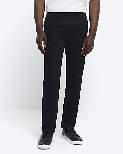 Black slim fit casual chino trousers