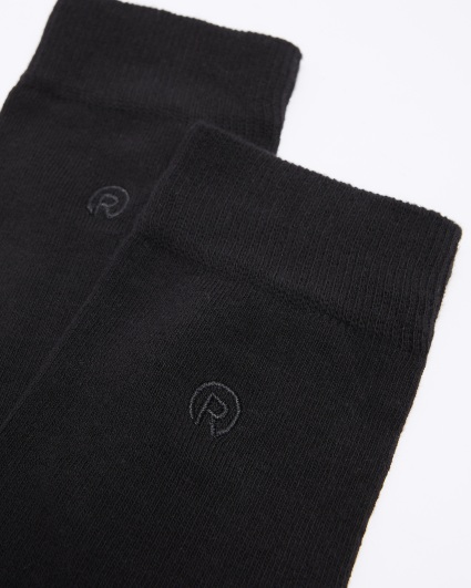 5PK Black embroidered ankle socks