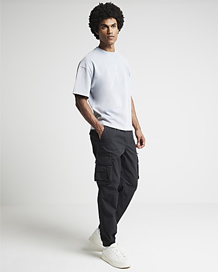 Black regular fit cargo trousers