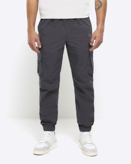 Dark grey regular fit cargo trousers