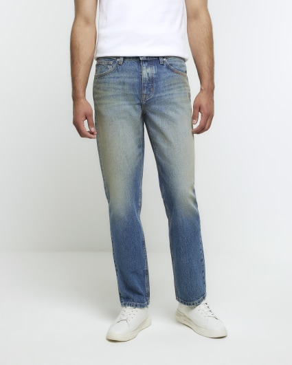 Blue straight fit jeans