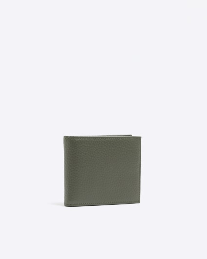 Khaki leather pebbled wallet