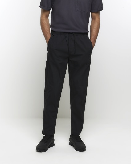 Black regular fit pull on trousers