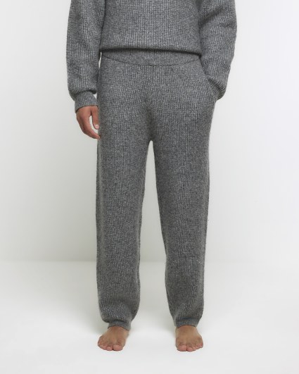 Grey regular fit knitted lounge joggers