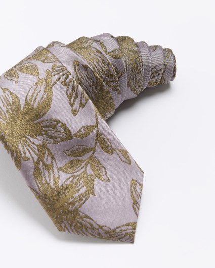 Purple jacquard floral tie