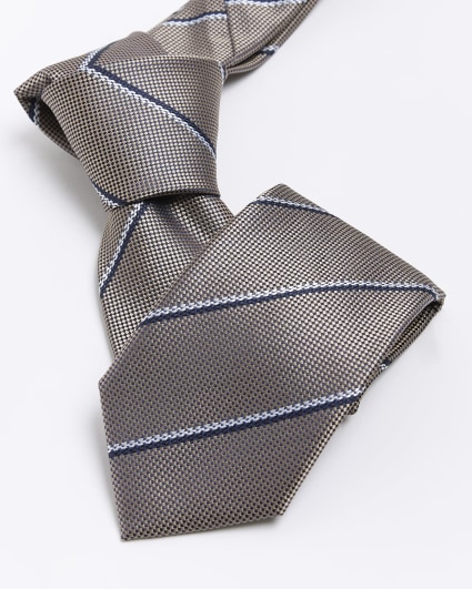 Beige striped tie