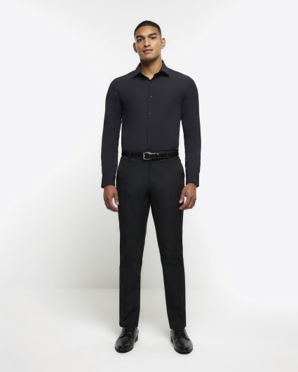 Black Slim Fit Long Sleeve Smart Shirt