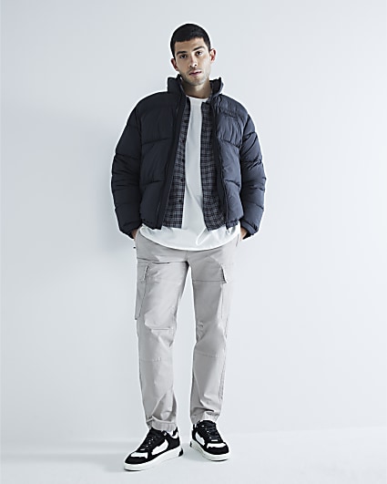 Black regular fit puffer jacket