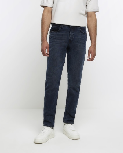 Dark blue slim fit washed jean