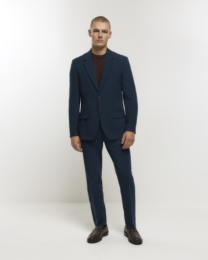 Blue slim fit suit jacket