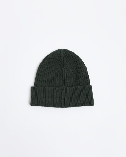 Dark green rib beanie