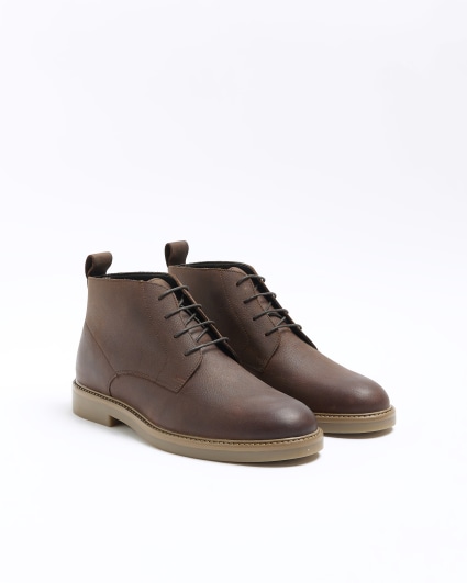 Brown Leather lace up chukka boots
