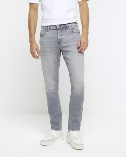 Mens grey best sale slim fit jeans