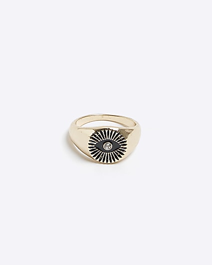 Gold colour eye signet ring