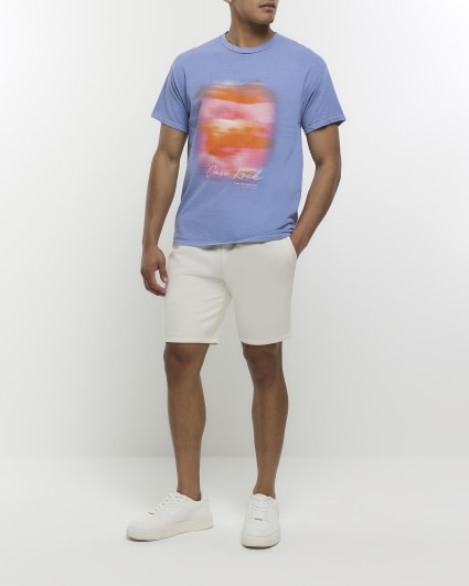 Blue regular fit sunrise print t-shirt