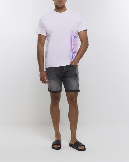 White regular fit sun print t-shirt