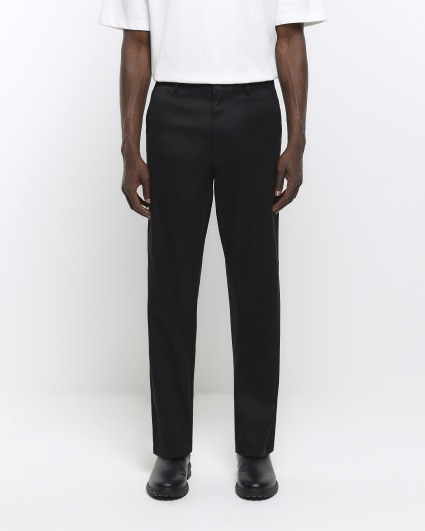 Black slim straight fit smart trousers