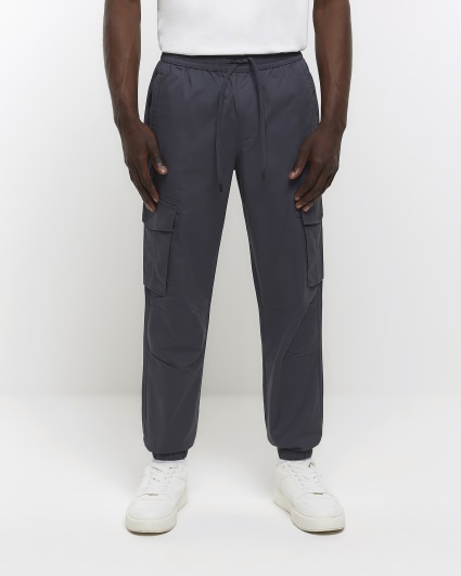 Dark grey regular fit cargo joggers