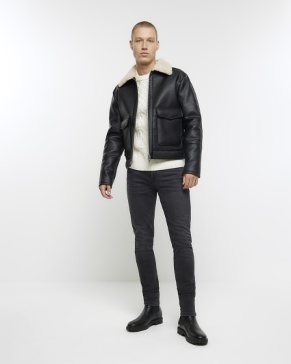 River island boys leather jacket online