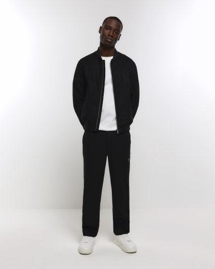 Black regular fit suedette bomber jacket