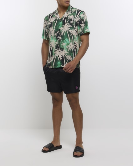 Green regular fit palm tree graphic shirt