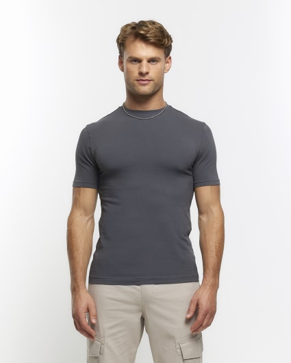 Grey muscle fit t-shirt