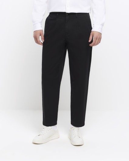 Black tapered fit casual chino