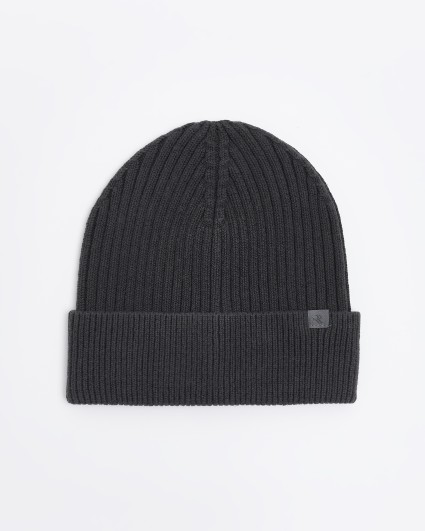 Dark grey rib beanie