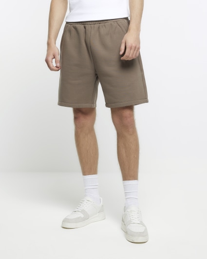 Stone regular fit jersey shorts