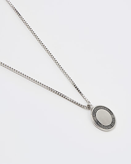 Silver colour coin pendant necklace