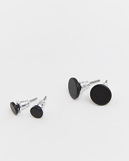 3PK black stud earrings