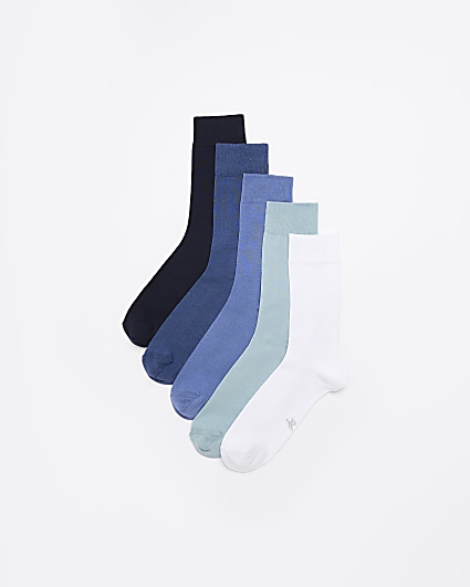 5PK Blue ankle socks