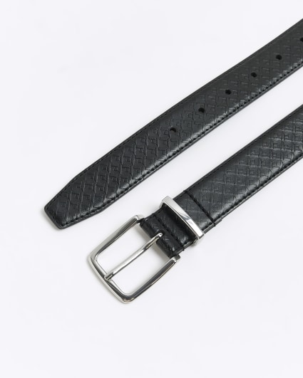 Black silver buckle embossed belt